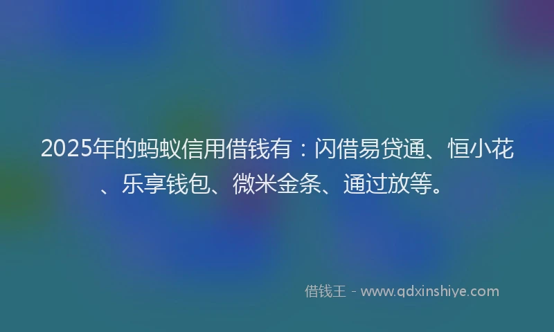 2025年的蚂蚁信用借钱有：闪借易贷通、恒小花、乐享钱包、微米金条、通过放等。