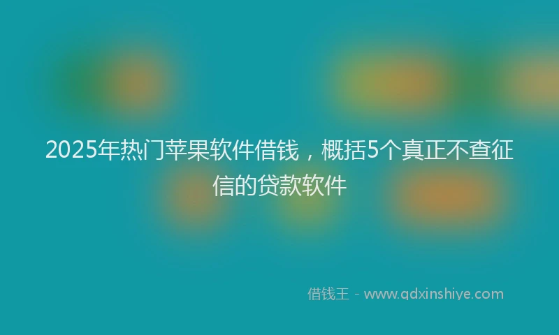 2025年热门苹果软件借钱，概括5个真正不查征信的贷款软件