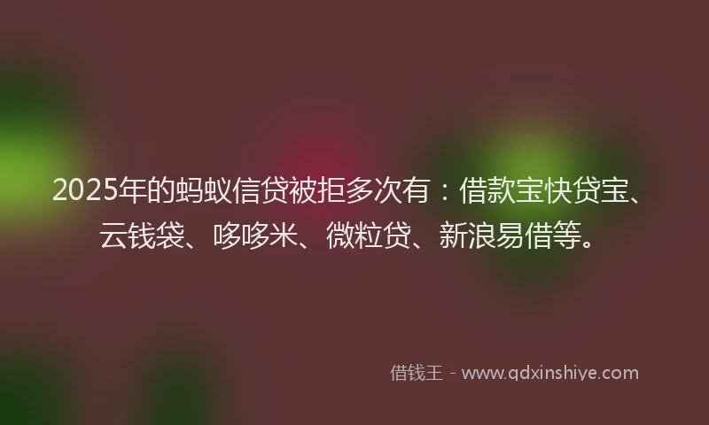 2025年的蚂蚁信贷被拒多次有：借款宝快贷宝、云钱袋、哆哆米、微粒贷、新浪易借等。
