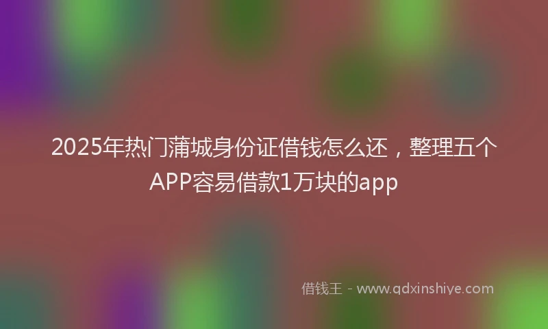 2025年热门蒲城身份证借钱怎么还，整理五个APP容易借款1万块的app