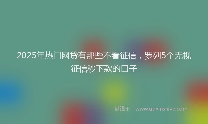 2025年热门网贷有那些不看征信，罗列5个无视征信秒下款的口子