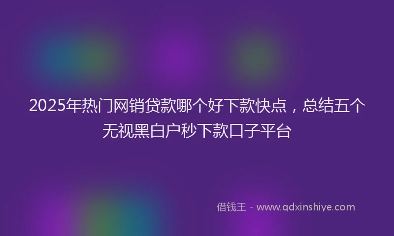 2025年热门网销贷款哪个好下款快点，总结五个无视黑白户秒下款口子平台