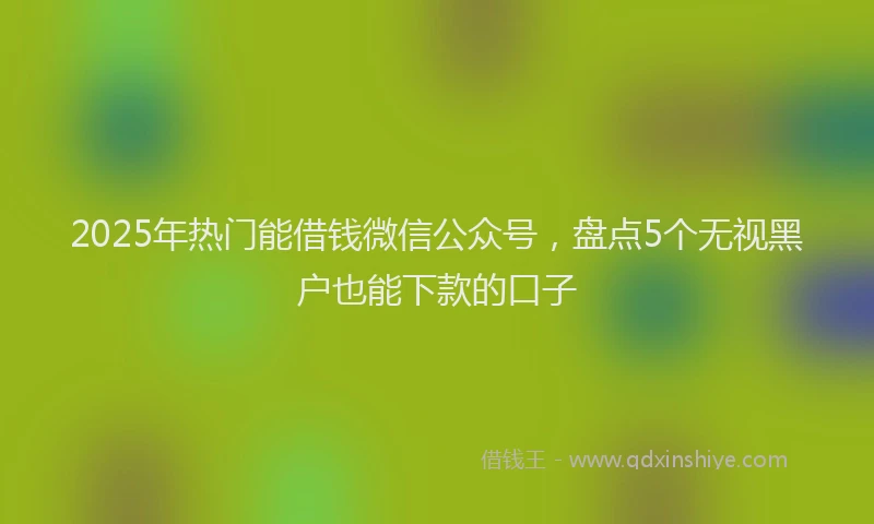 2025年热门能借钱微信公众号，盘点5个无视黑户也能下款的口子