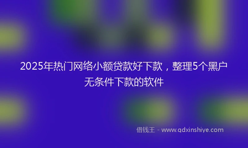 2025年热门网络小额贷款好下款，整理5个黑户无条件下款的软件