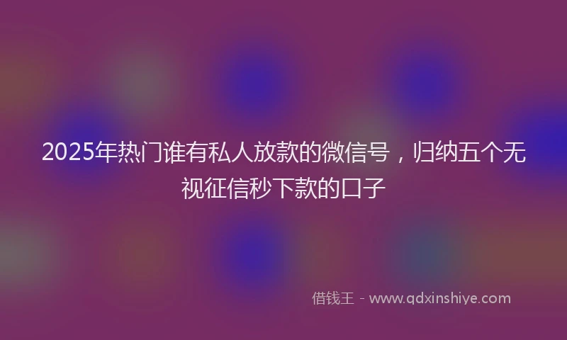2025年热门谁有私人放款的微信号，归纳五个无视征信秒下款的口子
