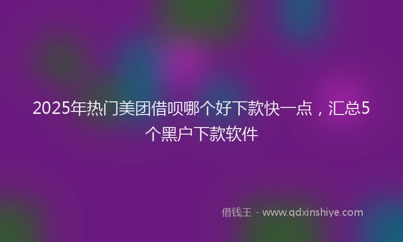 2025年热门美团借呗哪个好下款快一点，汇总5个黑户下款软件
