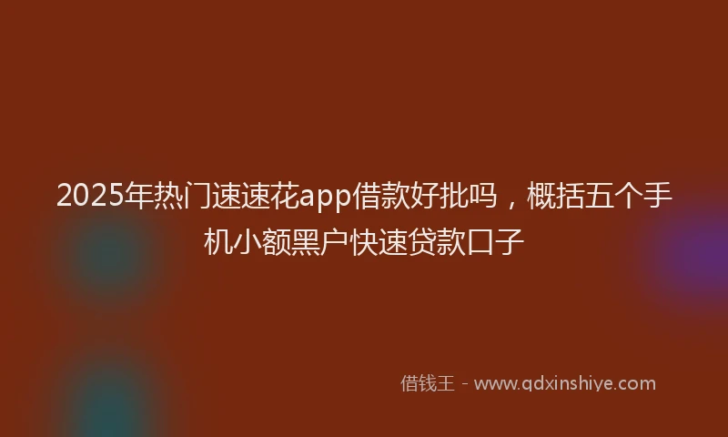 2025年热门速速花app借款好批吗，概括五个手机小额黑户快速贷款口子