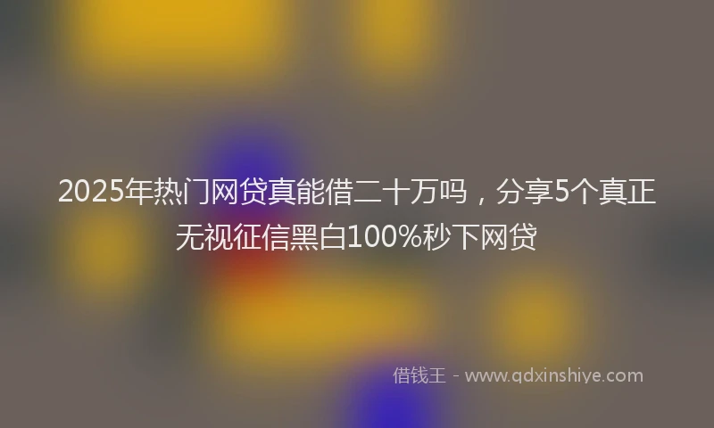 2025年热门网贷真能借二十万吗，分享5个真正无视征信黑白100%秒下网贷