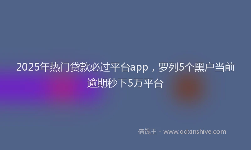 2025年热门贷款必过平台app，罗列5个黑户当前逾期秒下5万平台