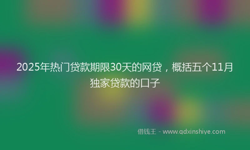 2025年热门贷款期限30天的网贷，概括五个11月独家贷款的口子