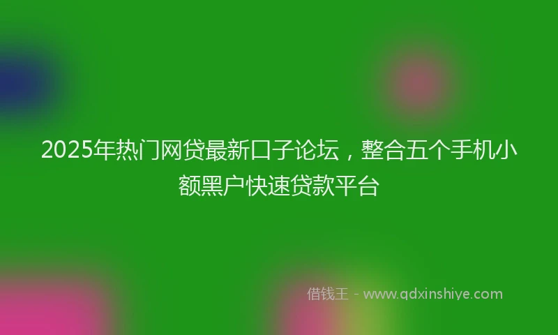 2025年热门网贷最新口子论坛，整合五个手机小额黑户快速贷款平台
