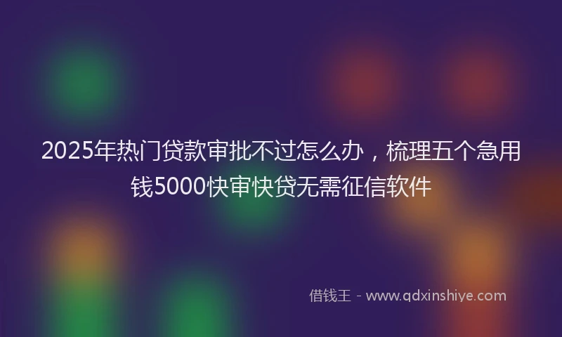 2025年热门贷款审批不过怎么办，梳理五个急用钱5000快审快贷无需征信软件
