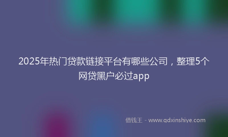 2025年热门贷款链接平台有哪些公司，整理5个网贷黑户必过app