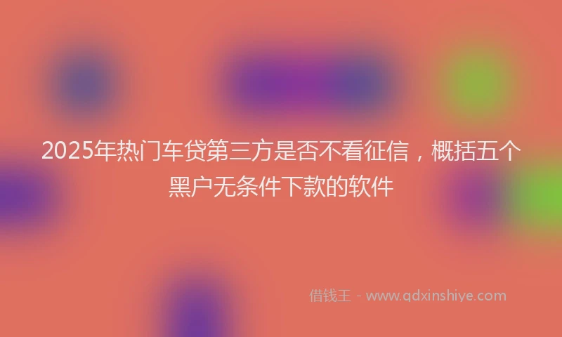 2025年热门车贷第三方是否不看征信，概括五个黑户无条件下款的软件