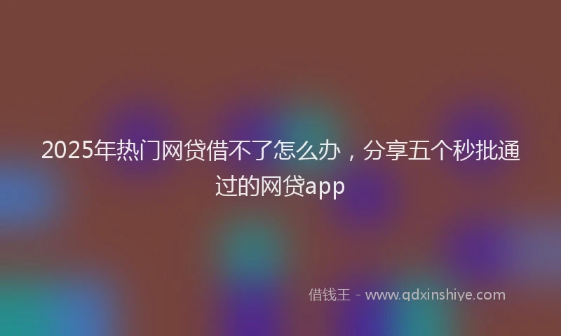 2025年热门网贷借不了怎么办，分享五个秒批通过的网贷app