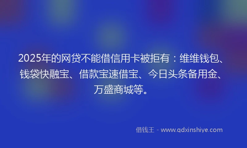 2025年的网贷不能借信用卡被拒有：维维钱包、钱袋快融宝、借款宝速借宝、今日头条备用金、万盛商城等。