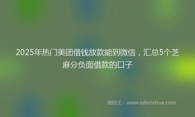 2025年热门美团借钱放款能到微信，汇总5个芝麻分负面借款的口子
