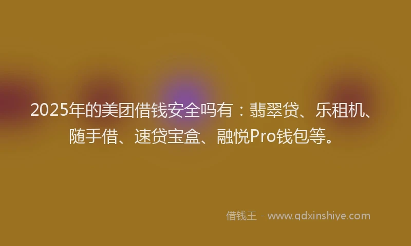 2025年的美团借钱安全吗有：翡翠贷、乐租机、随手借、速贷宝盒、融悦Pro钱包等。