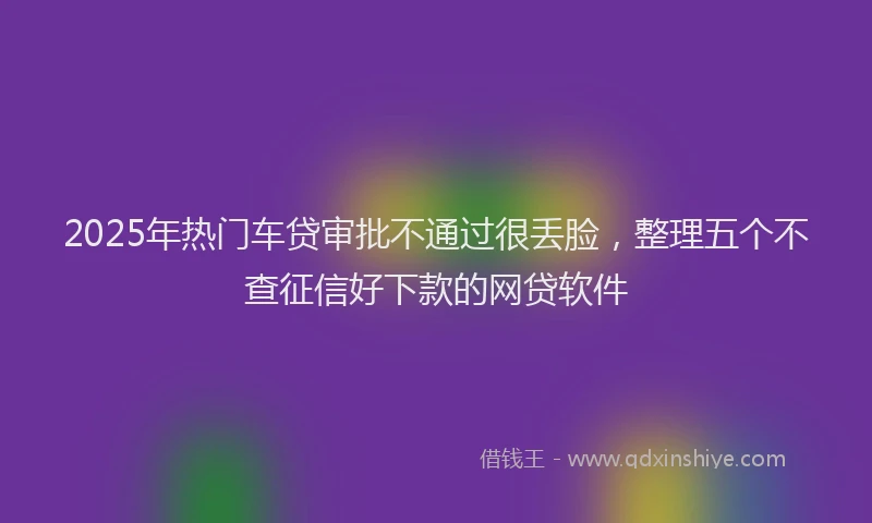 2025年热门车贷审批不通过很丢脸，整理五个不查征信好下款的网贷软件