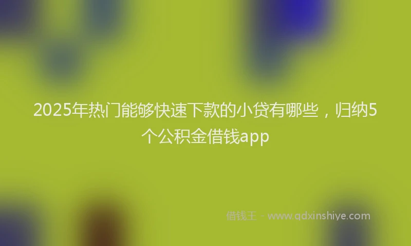 2025年热门能够快速下款的小贷有哪些，归纳5个公积金借钱app