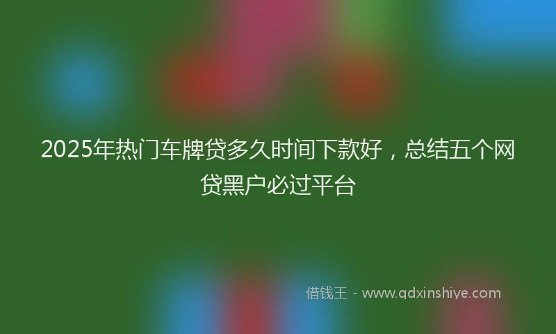 2025年热门车牌贷多久时间下款好，总结五个网贷黑户必过平台
