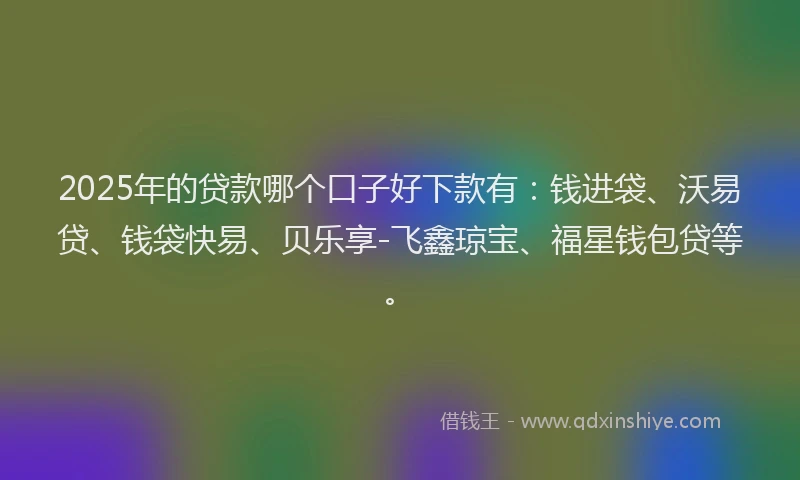 2025年的贷款哪个口子好下款有：钱进袋、沃易贷、钱袋快易、贝乐享-飞鑫琼宝、福星钱包贷等。