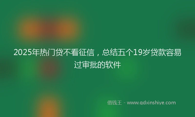 2025年热门贷不看征信,总结五个19岁贷款容易过审批的软件
