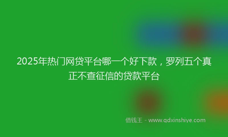 2025年热门网贷平台哪一个好下款，罗列五个真正不查征信的贷款平台