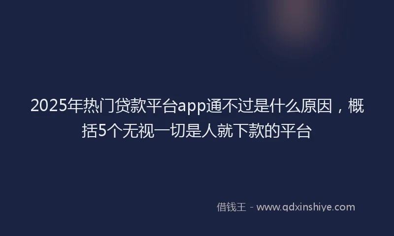2025年热门贷款平台app通不过是什么原因，概括5个无视一切是人就下款的平台
