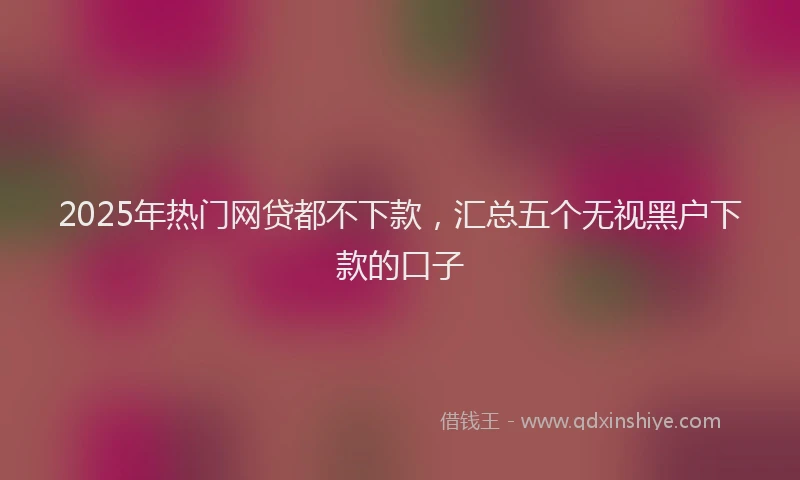 2025年热门网贷都不下款，汇总五个无视黑户下款的口子