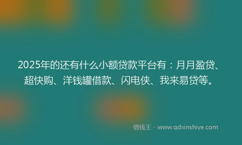 2025年的还有什么小额贷款平台有：月月盈贷、超快购、洋钱罐借款、闪电侠、我来易贷等。
