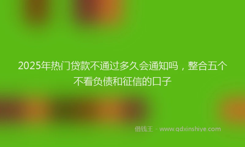 2025年热门贷款不通过多久会通知吗，整合五个不看负债和征信的口子