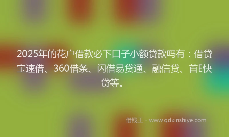 2025年的花户借款必下口子小额贷款吗有：借贷宝速借、360借条、闪借易贷通、融信贷、首E快贷等。