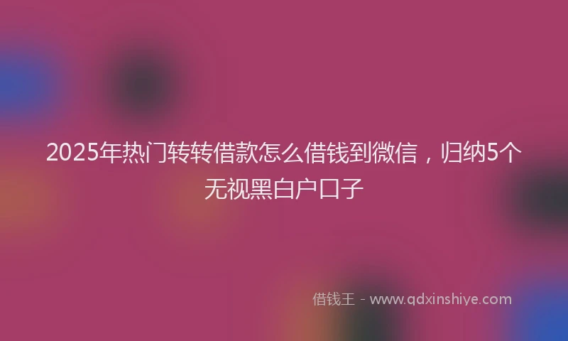2025年热门转转借款怎么借钱到微信，归纳5个无视黑白户口子