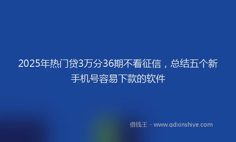 2025年热门贷3万分36期不看征信，总结五个新手机号容易下款的软件