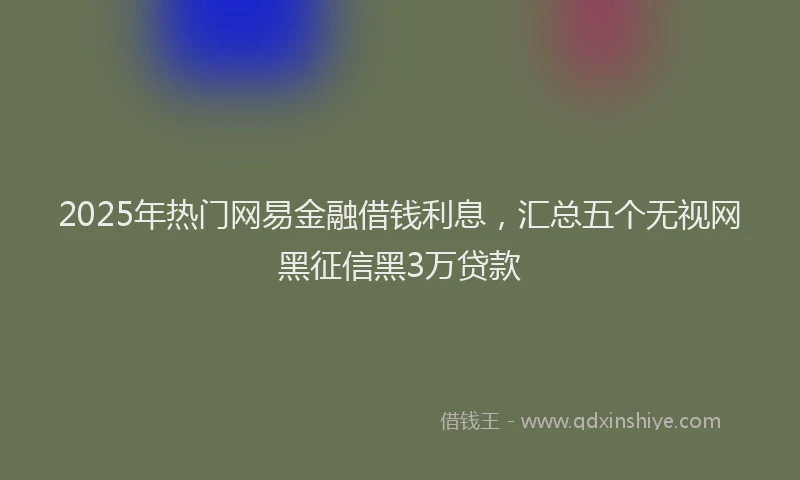 2025年热门网易金融借钱利息，汇总五个无视网黑征信黑3万贷款