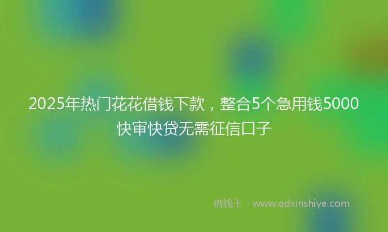 2025年热门花花借钱下款，整合5个急用钱5000快审快贷无需征信口子