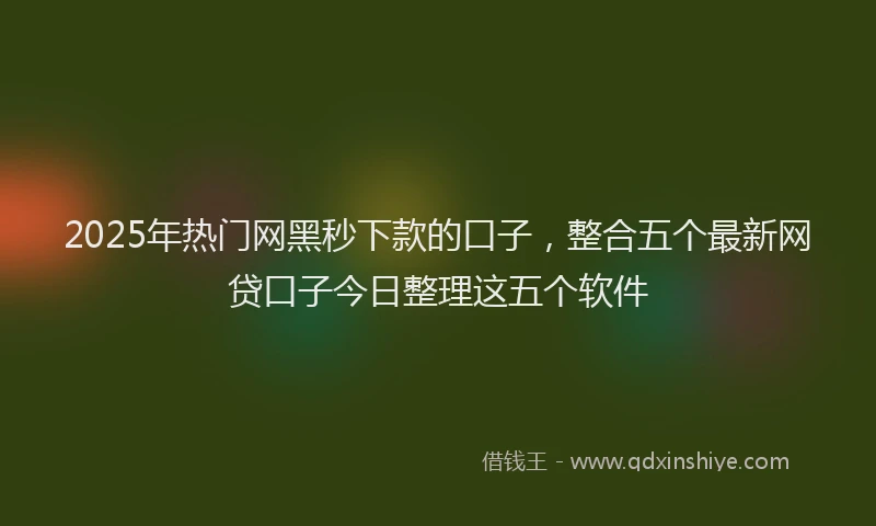 2025年热门网黑秒下款的口子，整合五个最新网贷口子今日整理这五个软件