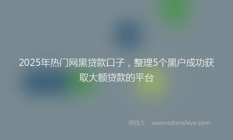 2025年热门网黑贷款口子，整理5个黑户成功获取大额贷款的平台