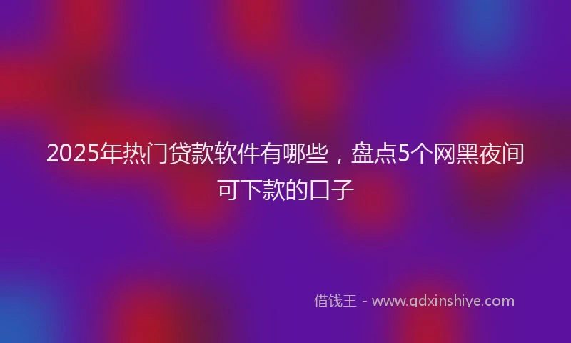 2025年热门贷款软件有哪些，盘点5个网黑夜间可下款的口子