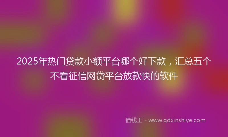 2025年热门贷款小额平台哪个好下款，汇总五个不看征信网贷平台放款快的软件