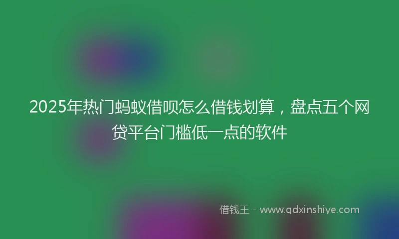 2025年热门蚂蚁借呗怎么借钱划算，盘点五个网贷平台门槛低一点的软件