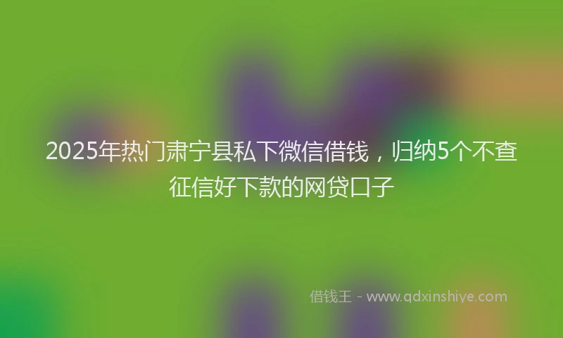 2025年热门肃宁县私下微信借钱，归纳5个不查征信好下款的网贷口子