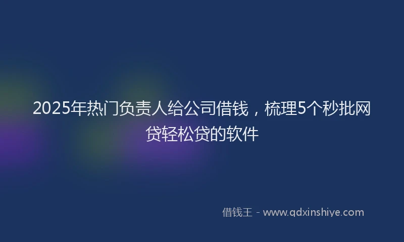2025年热门负责人给公司借钱，梳理5个秒批网贷轻松贷的软件