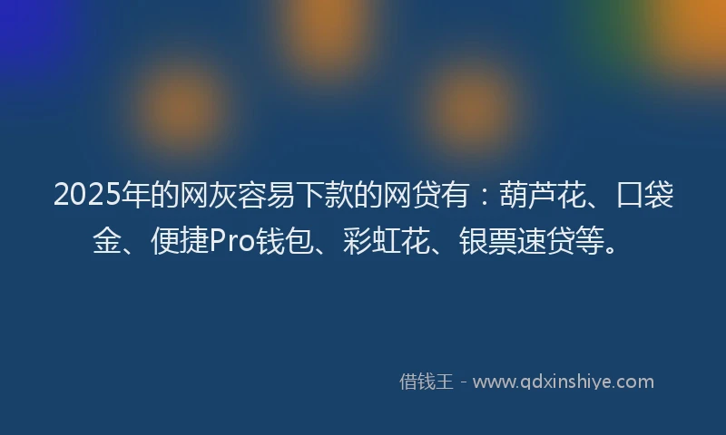 2025年的网灰容易下款的网贷有：葫芦花、口袋金、便捷Pro钱包、彩虹花、银票速贷等。