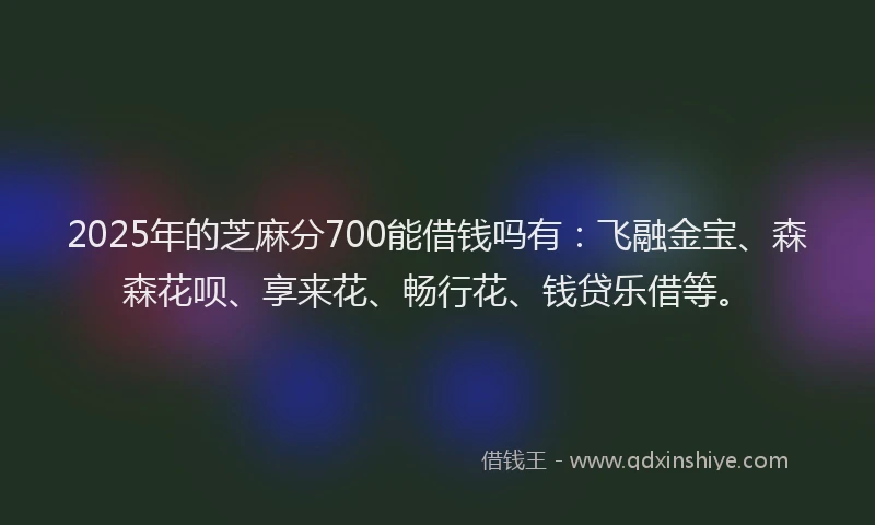 2025年的芝麻分700能借钱吗有：飞融金宝、森森花呗、享来花、畅行花、钱贷乐借等。