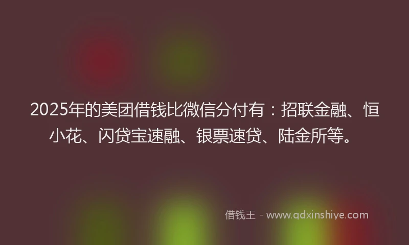 2025年的美团借钱比微信分付有：招联金融、恒小花、闪贷宝速融、银票速贷、陆金所等。