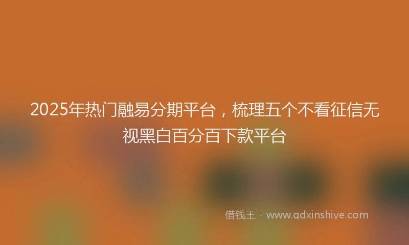 2025年热门融易分期平台，梳理五个不看征信无视黑白百分百下款平台