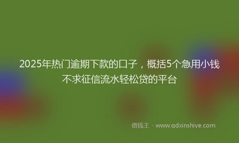 2025年热门逾期下款的口子，概括5个急用小钱不求征信流水轻松贷的平台