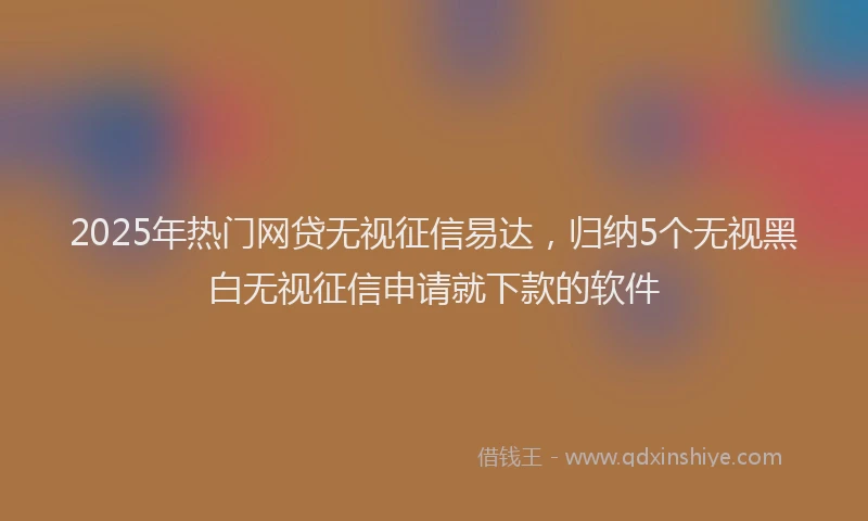 2025年热门网贷无视征信易达，归纳5个无视黑白无视征信申请就下款的软件